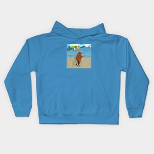 Bear in monocycle Kids Hoodie